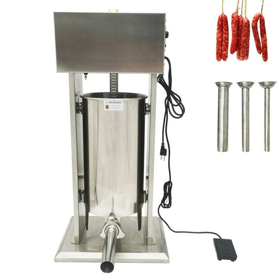 INTBUYING 15L Electric Sausage Stuffer with 4 Stuffing Tubes Stainless Steel