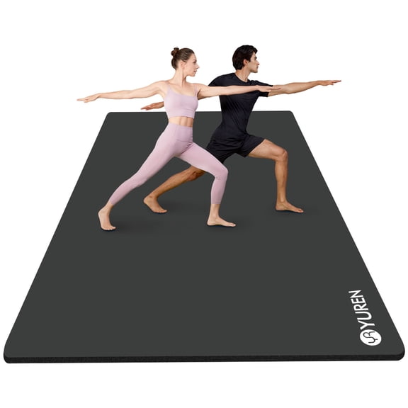 YR Large Workout Mat 78"x51" 10mm Thick NBR Foam Exercise Mat for Home Gym Yoga Pilates Floor Stretching, Black