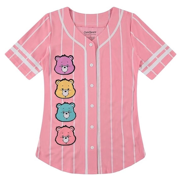 Care Bears Women's Baseball Jersey, Printed Stripe Cheer Friend Care Bears Baseball Shirt Pink – S