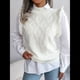 thumbnail image 4 of Suéter Sin Mangas con Volantes para Mujer, Cuello Redondo, Tejido de Punto, para Verano L, 4 of 10