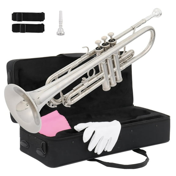 UBesGoo B Flat Silver Bb Trumpet for Concert Band with Case