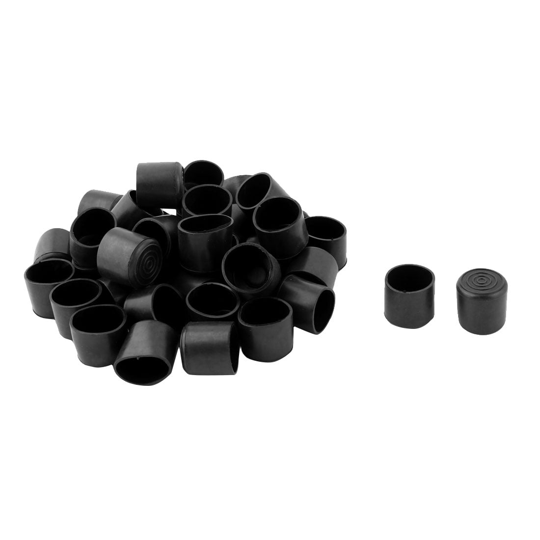 Unique Bargains 40 Pcs Antislip Rubber Round 25mm Inner Dia Chair Foot Cover Table Furniture Leg Protector Black
