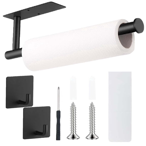 YUJING SUPERLIFE Wall Mount Paper Towel Holder, Black SUS304 Stainless Steel, 4pc Kit