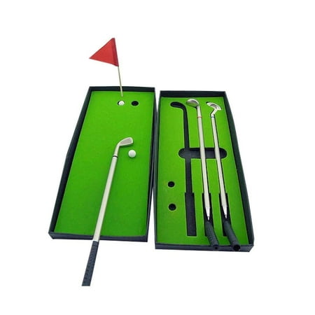 Elegantoss 3 pcs Miniature Golf Club Pen Gift Set, Mini Desktop Golf Ball Pen Gift Set with Putting Green, Flag, 3 Golf Clubs Pens & 2 (Best Golf Ball For Putting)