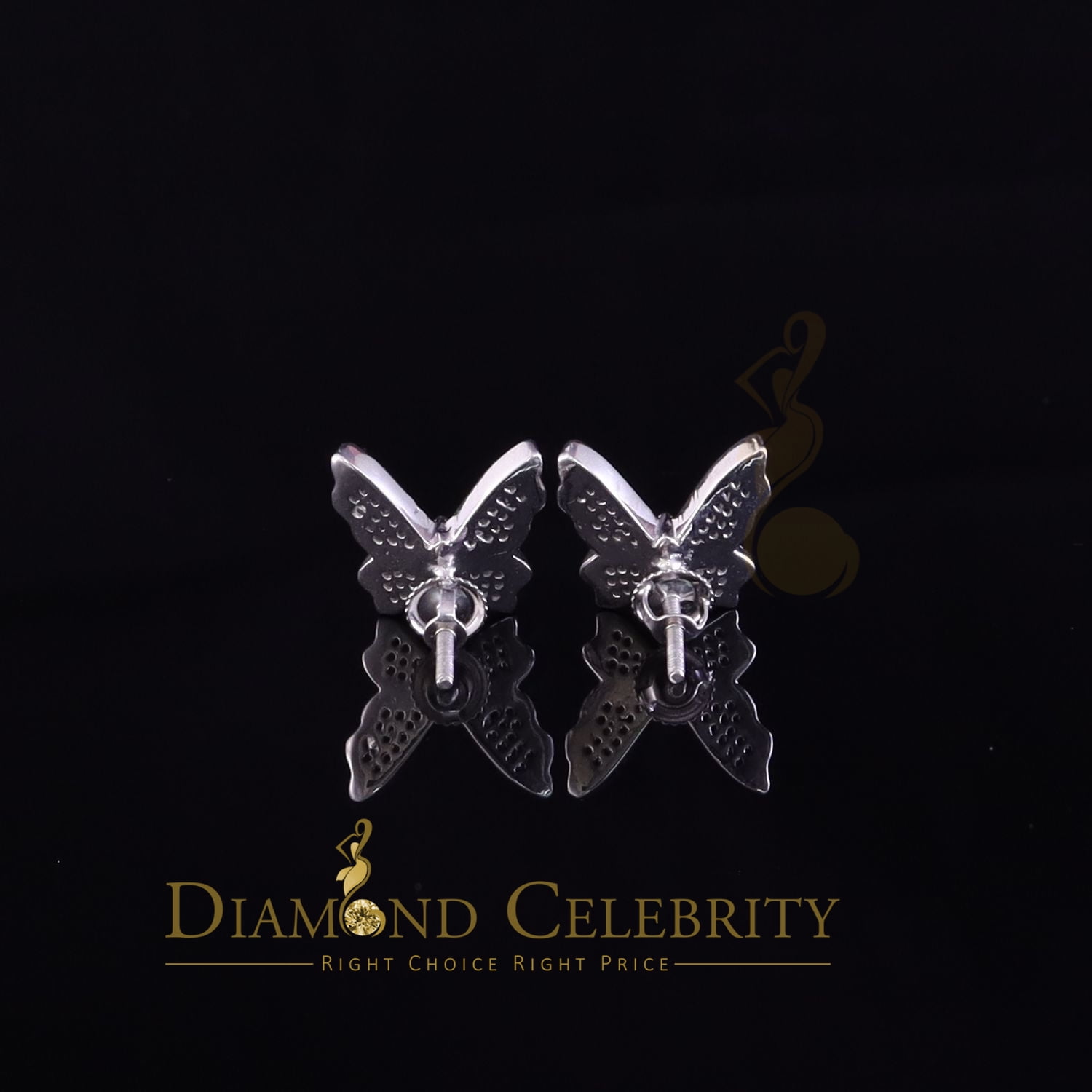 Diamond Celebrity's Butterfly Stud Earrings White 925 Sterling Silver Women's 0.50ct Cubic Zirconia