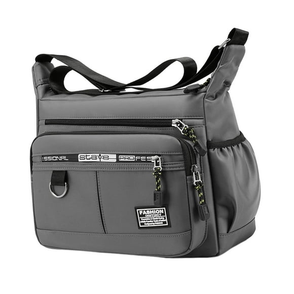 Men Shoulder Bag Handbag Adjustable Shoulder Strap Casual Oxford Multiple Pockets Tote Bag Pouch for Party Spring Shopping Travel Outdoor gray