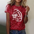 thumbnail image 2 of Women Game Day Tee Funny Football Glitter Print T-Shirt Casual Short Sleeve 2025 Squad Sport Season Tops, 2 of 5