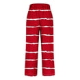 thumbnail image 5 of FRSASU Striped Pants for Women High Waisted Wide Leg Cotton Linen Trendy Beach Pull on Elastic Waist Casual Pants Red, 5 of 5