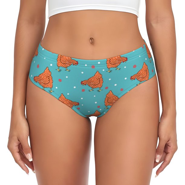 Fotbe Funny Chicken Calzones Estampados para Mujer – Ropa Interior de Algodón, Cómoda, Suave y Elástica-X-Large