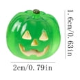 thumbnail image 3 of Glow-in-the-Dark Mini Pumpkin Ornament, Molded Polymer Jack-O-Lantern Figure for Halloween Table Decor, Green, 3 of 5