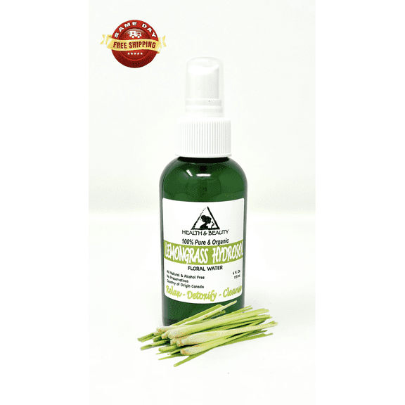 Lemongrass Hydrosol Organic Floral Water Pure Natural 4 oz