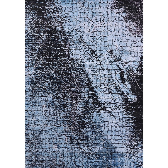 Ahgly Company Indoor Rectangle Mid-Century Modern Jeans Blue Oriental Area Rugs, 8' x 10'