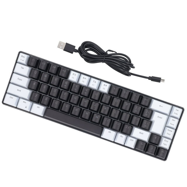 Clavier de Jeu à Membrane, Clavier d'Ordinateur Rétroéclairé RVB à 68 Touches, Clavier Filaire USB à Couleurs Contrastantes avec Touches Multimédias, pour Système Win Bureau Famille