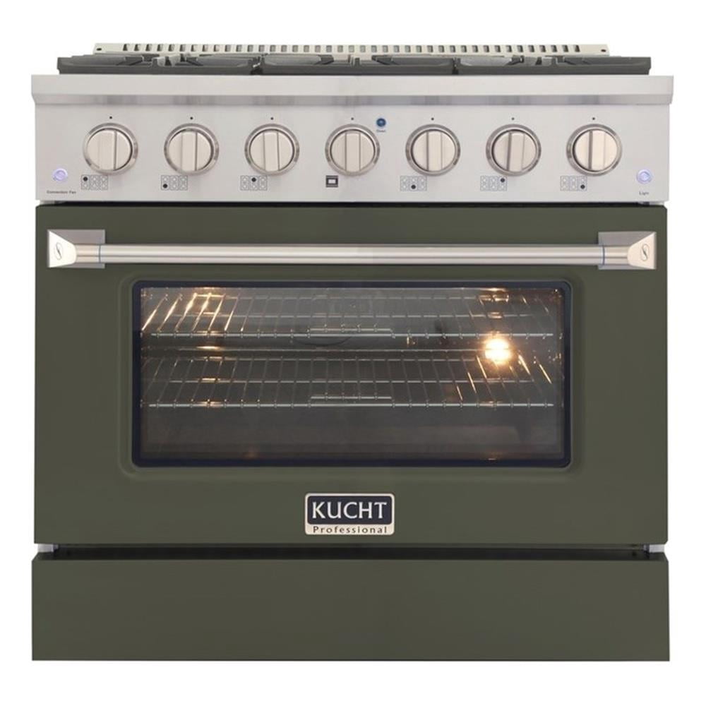 Pemberly Row 36" 5.2 cu. ft. Propane Gas Range w/ Convection Oven in Olive Green