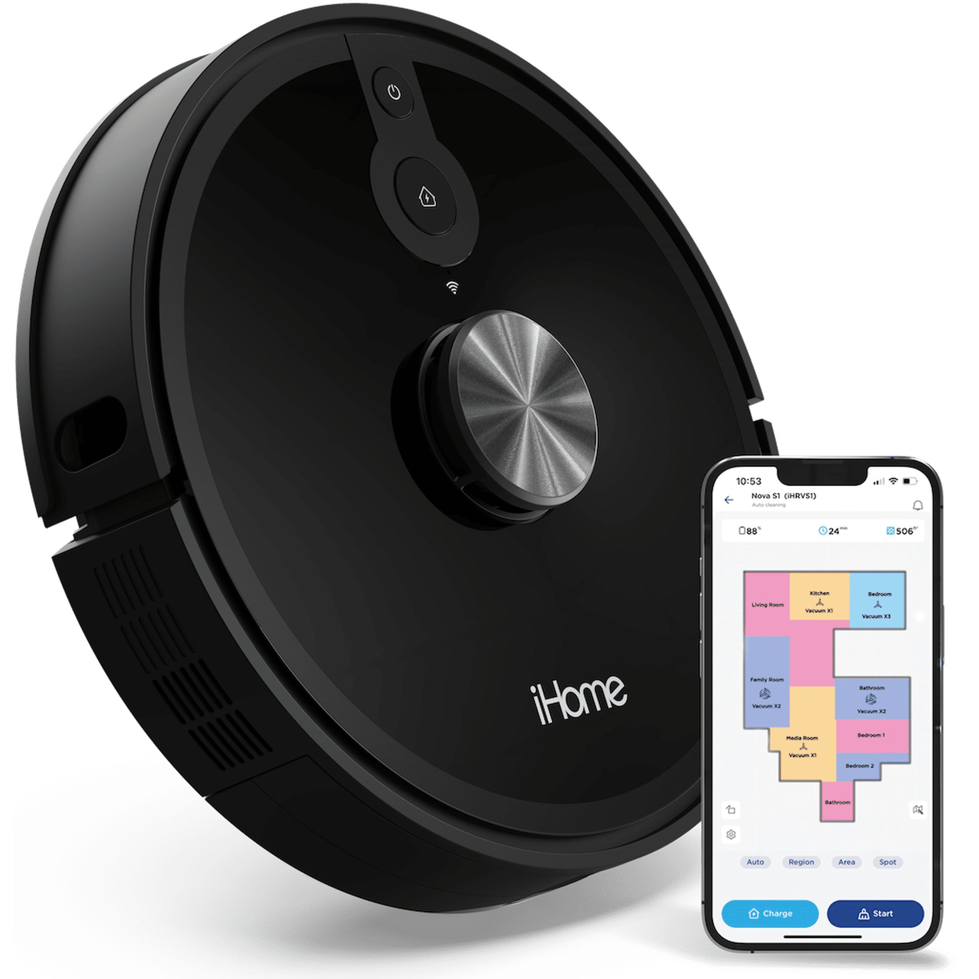 iHome AutoVac Nova S1 Robot Vacuum with LIDAR Navigation 150 Min Runtime 2700pa Suction New