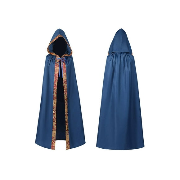 Honganda Halloween Hooded Cloaks, Medieval Tie-up Long Cape Cosplay Costume for Men Women