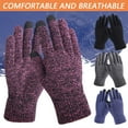 thumbnail image 2 of AWZXDE Winter Solid Knitted Gloves Thermal Brushed Lined Cozy Full Finger Gloves, Cold Weather Hand Comfort black red, 2 of 9