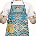 thumbnail image 2 of Blue and Orange Floral Boho Pattern Apron-Garden Aprons for Women with Pockets-Cotton Linen Waterproof Kitchen Cooking Gardening Aprons Adjustable for Kitchen,Cooking,BBQ and Salon 33x27 Inch, 2 of 7