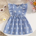 thumbnail image 2 of CAICJ98 Toddler Girls Dress Baby Sleeveless and Flutter Sleeve Casual Soft Summer Spring Everyday Baby Clothes Girls (Blue,6-9 Months), 2 of 3