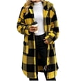 thumbnail image 6 of ibuvkizy Womens Buffalo Plaid Fuzzy Long Fleece Coat,Lapel Collar Button Up Teddy Sherpa Warm Oversized Winter Hooded Outer Jacket with Pockets,S, 6 of 6