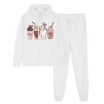 thumbnail image 6 of aohooy 2 Piece Hooded Tracksuit for Women,Women 2 Piece Sportswear Set 2024 Cute Coffee Print Long Sleeve Pullover Sweatshirt Jogger Pants Sweatsuit with Pockets White,XXL, 6 of 6