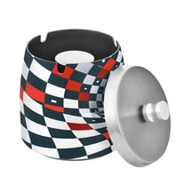 ALAZA Cigar Ashtray with Lid Black Red Geometric Illusion Ash Tray for Cigarettes Smokeless Ashtrays