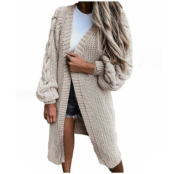 Jacenvly Womens Cardigan Sweaters Long Sleeve Solid Knit Winter Coats For Women Soft Comfort Long Tops Casual Fashion Jacket Blouse