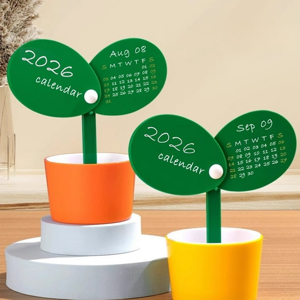 Calendario de escritorio 2026 con portaplumas multiusos Green Plant Design para estudiantes y oficinas