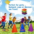 thumbnail image 4 of 3 in 1 Carnival Outdoor Games Combo Set Cornhole Bean Bags Ring Toss Game Soft Plastic Cones Birthday Party Kids Games-26 Pcs, 4 of 11