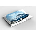 thumbnail image 2 of Ambesonne Cars Pillow Sham 2 Pack, Retro Vintage Auto, 26"x20", Blue Pale Blue Black, 2 of 3