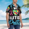 thumbnail image 5 of Balery I Love My Autism Print Men's Hawaiian Shirts Short Sleeve Beach Shirt Relaxed Fit Vacation Button Down Shirts-Large, 5 of 9