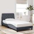 thumbnail image 3 of vidaXL Bed Frame with LED Lights Dark Grey 100x203 cm Velvet, 3 of 5