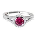 thumbnail image 2 of Mauli Jewels Rings for Women 1.15 Carat Split Shank Diamond And Created Ruby Ring Prong-Setting 14k White Gold, 2 of 6