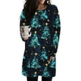 thumbnail image 2 of Christmas Outfit for Women Long Sleeve Loose Fit Tunic Tops with 2 Pockets Crewneck Xmas Printed T-shirts (S, Blue 02), 2 of 5