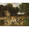 thumbnail image 2 of Carl Jutz The Elder 24x20 Black Ornate Framed Double Matted Museum Art Print Titled: Sommerlicher Huhnerhof (1862), 2 of 5