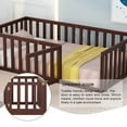 thumbnail image 3 of Twin Size Wood Floor Bed with Door & Fence, Montessori Bed Frame with Full Length Safety Guardrails, Wood Twin Bed with Slats, No Box Spring Needed-Walnut, 3 of 9
