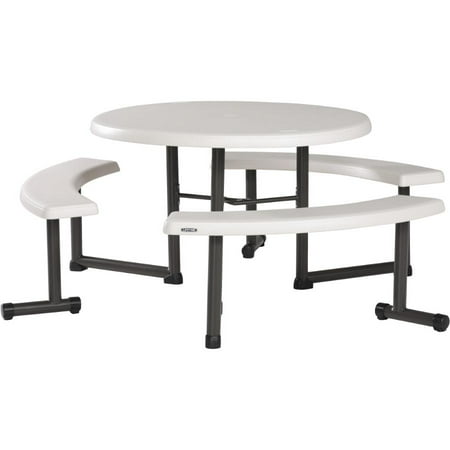 Lifetime 44 Inch Almond Round Picnic Table Canada Lifetime 44 Inch Almond Round Picnic, Lifetime Round Picnic Table And Benches 44 Inch Top Almond