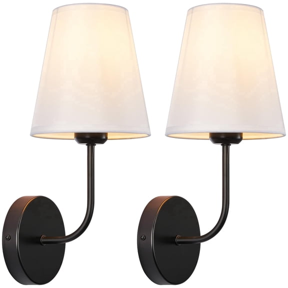 Finedea Wireless Rechargeable Fabric Wall Light, with Remote & Touch Control, 3Color Temperatures Stepless Dimming, Battery Operated Wall Mounted Lamp with Timer for Bedroom Living Room, Black, 2PACK