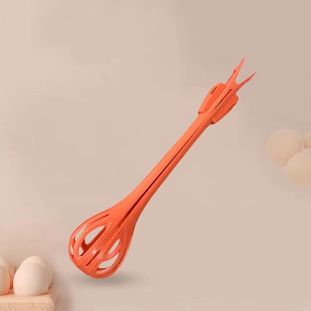 Kitchen Whisk, Staron 2026 3-in- Multi-Purpose Egg Beater Food Clip, Locking Handle Design Easy Storage Non-Slip Tongs Practical Kitchen Tool, Red