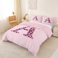 thumbnail image 2 of Catabedysis Pink ABC Print A Bedding,Leopard Monogrammed Gifts Duvet Cover Full For Girls,Pink Reversible,3-Piece,1 Duvet Cover and 2 Pillowcases, 2 of 6