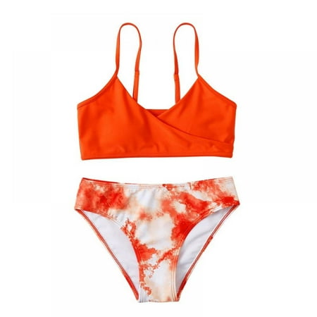 

Girl s V Neck Spaghetti Strap Bikini Bathing Suits 2 Piece Swimsuits Kids Bathing Suits