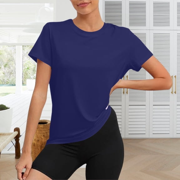 TODOZO Workout Tops for Women Loose Fit Breathable Lightweight Quick Dry Tennis Yoga Running Crew Neck Tee Athletic Tops for Women Tops for Women Summer Casual Ruffle Trim Sleeve T Shirts Bu1 Xl