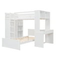 thumbnail image 6 of Harper & Bright Designs Twin Over Twin Bunk Bed with Desk, Solid Wood Bunk Bed with Storage Shelves and Wardrobe, Twin Size Loft Bed with a Stand-Alone Bed, White, 6 of 14