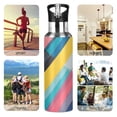thumbnail image 7 of Yayeee 20oz Insulated Water Bottle Double Wall Stainless Steel with Flip Straw Lid, Color Striped, 7 of 7