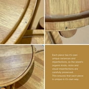 Mopio Dylan Round Modern Boho Nesting Coffee Table, Golden Brown Solid Wood