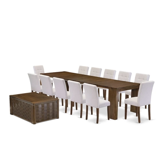 Luxe by East West Furniture 14 Pieces Extendable Dining Set Includes a Rectangle Kitchen Table