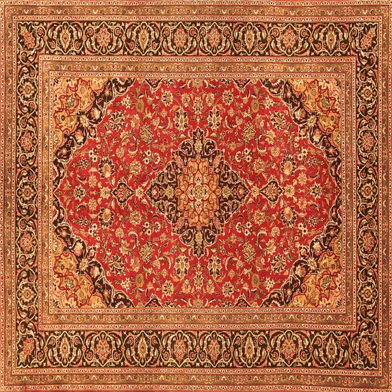 Ahgly Company Indoor Square Persian Orange Traditional Area Rugs, 3' Square