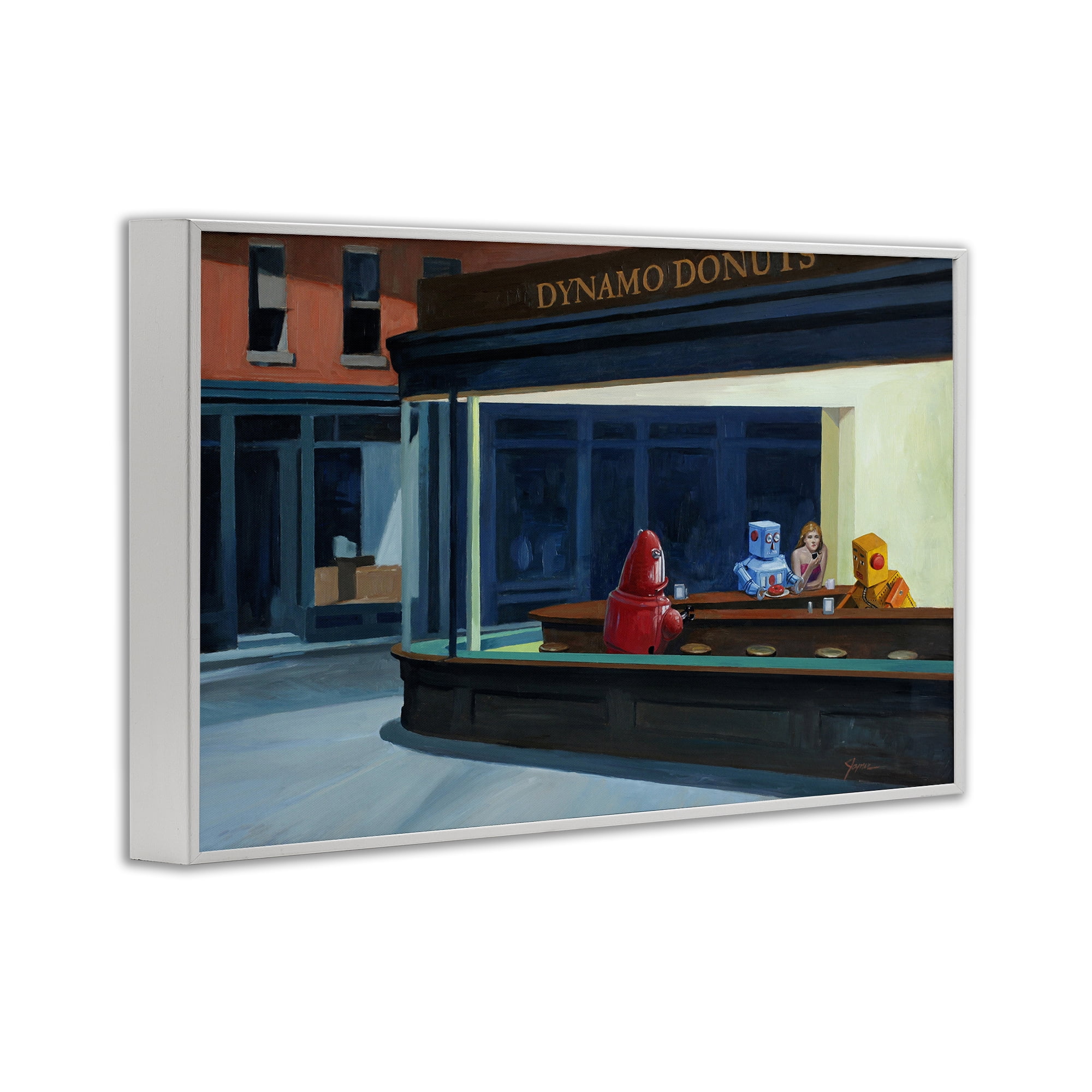 Stupell Industries Robots in Donut Shop White Framed Giclee Art, design by Eric Joyner