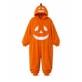 thumbnail image 3 of BOOMNY Halloween Girls Romper Hallowmas Pumpkin Face Graphic Long Sleeve Hooded Jumpsuits for Kids Soft Warm Winter Loungewear Jumpsuit, 3 of 7