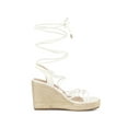 thumbnail image 3 of BLISSFUL STEP Edition Women's Lace Up Platform Heel Espadrilles Wedge Sandals White 6, 3 of 7